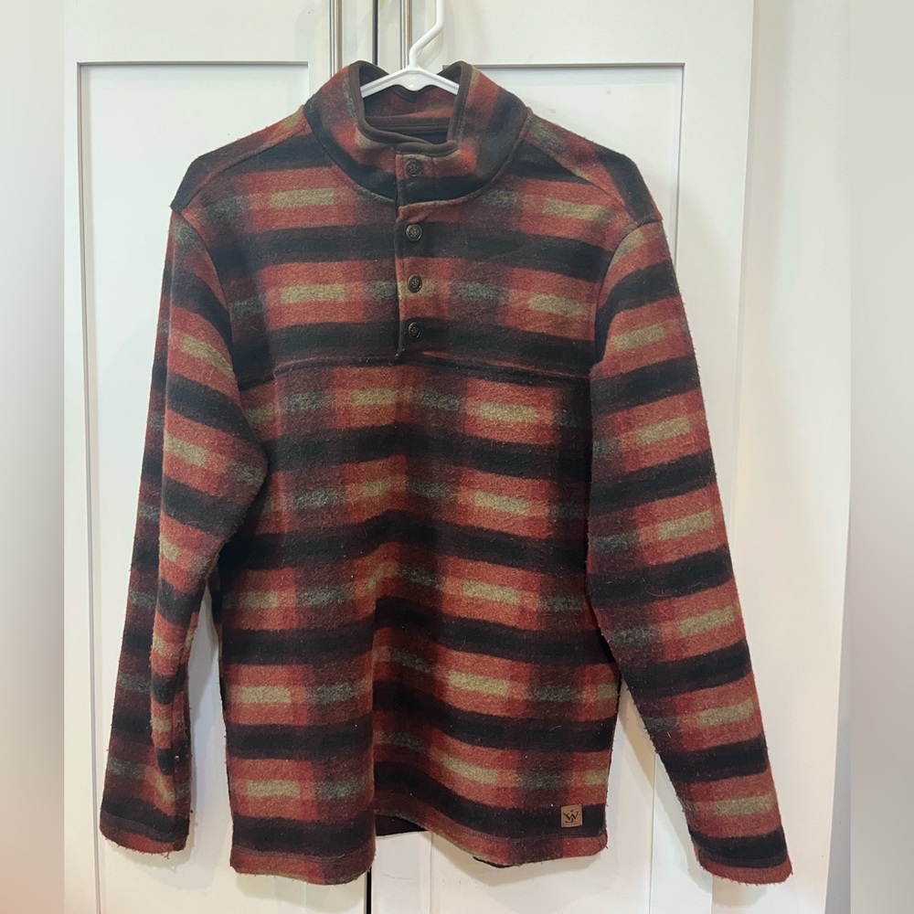 Plaid Red and black button up pullover sweater